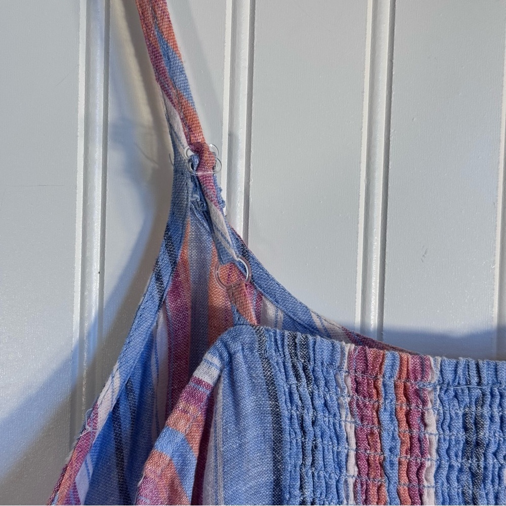 Beachlunchlounge Lana Stripe Linen & Cotton Tiered Stripes Midi Sundress Size XS - Picture 6 of 10